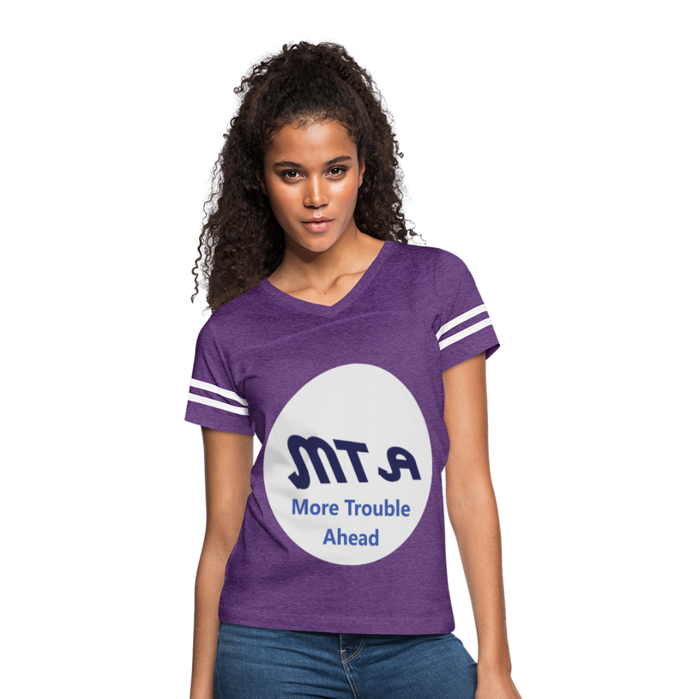 New York City Subway train funny Logo parody Women’s Vintage Sport T-Shirt - vintage purple/white