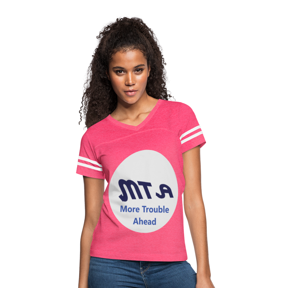 New York City Subway train funny Logo parody Women’s Vintage Sport T-Shirt - vintage pink/white