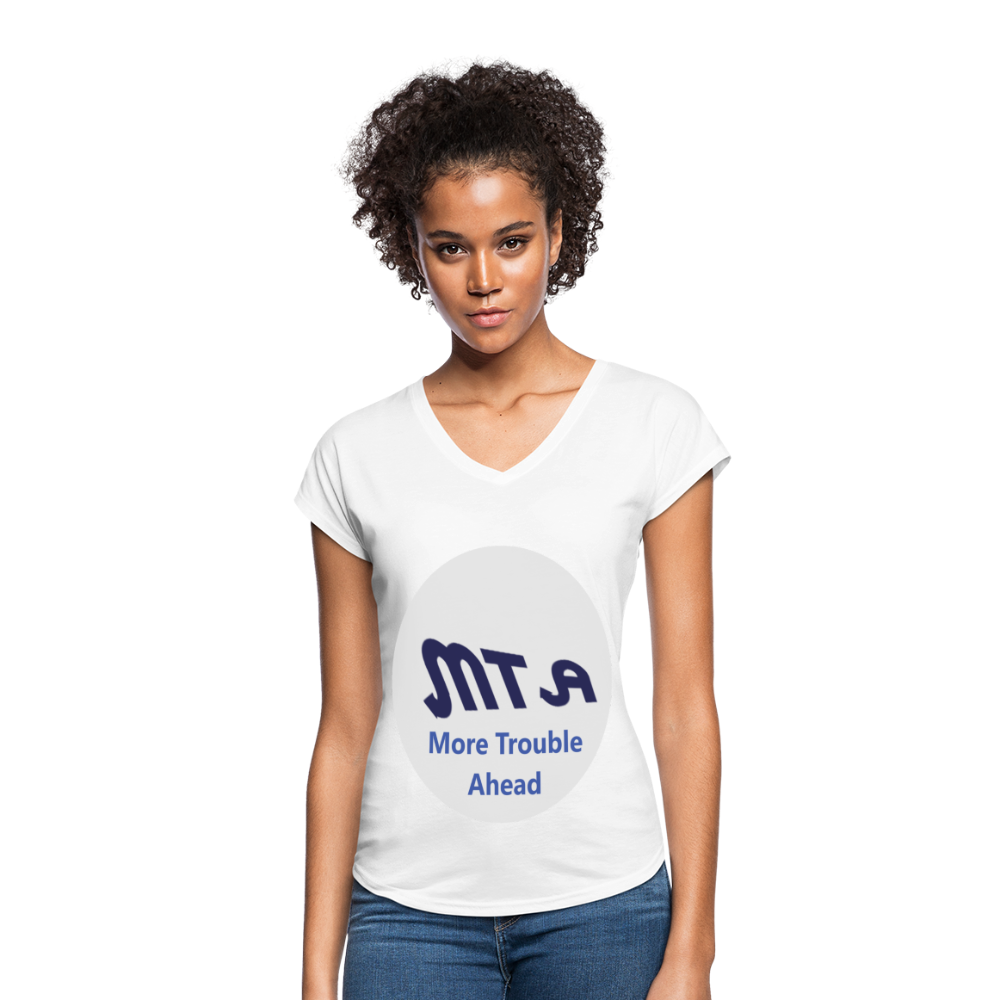 New York City Subway train funny Logo parody Women's Tri-Blend V-Neck T-Shirt - white