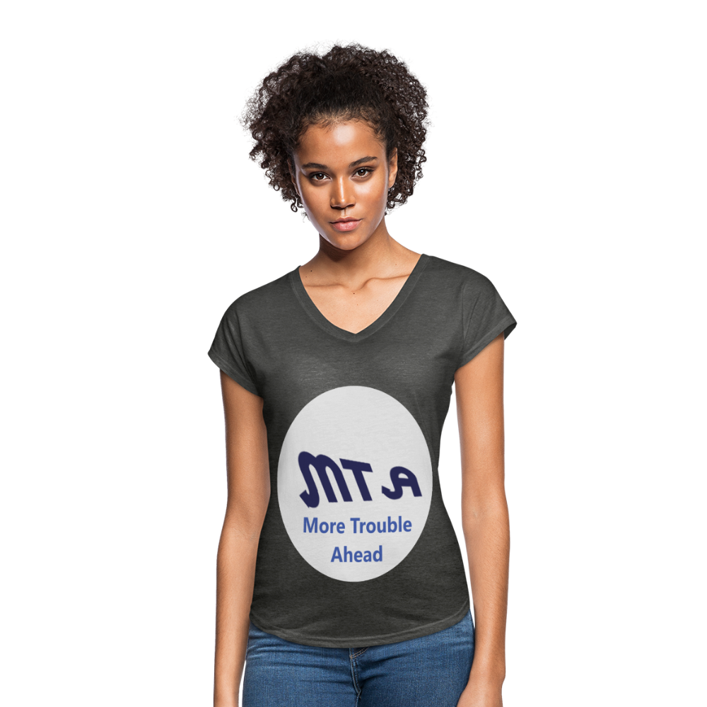 New York City Subway train funny Logo parody Women's Tri-Blend V-Neck T-Shirt - deep heather