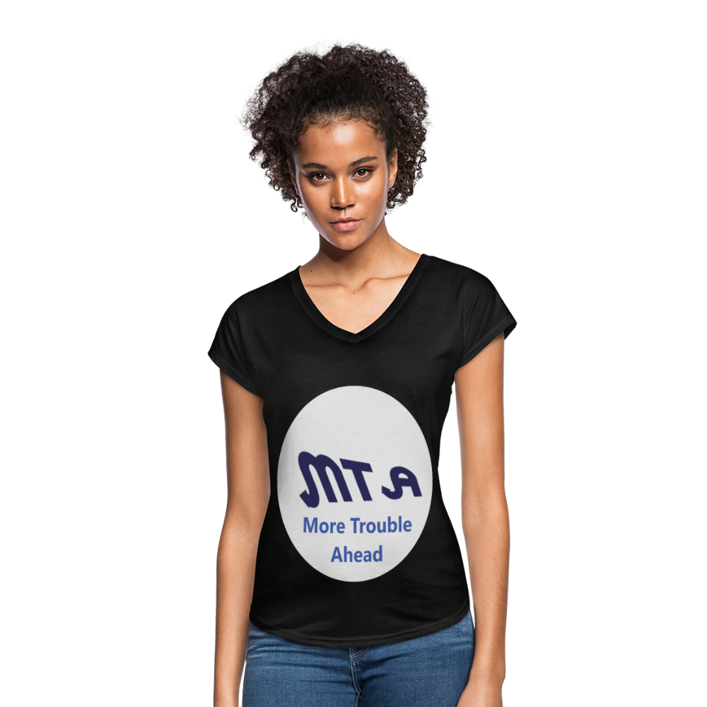 New York City Subway train funny Logo parody Women's Tri-Blend V-Neck T-Shirt - black