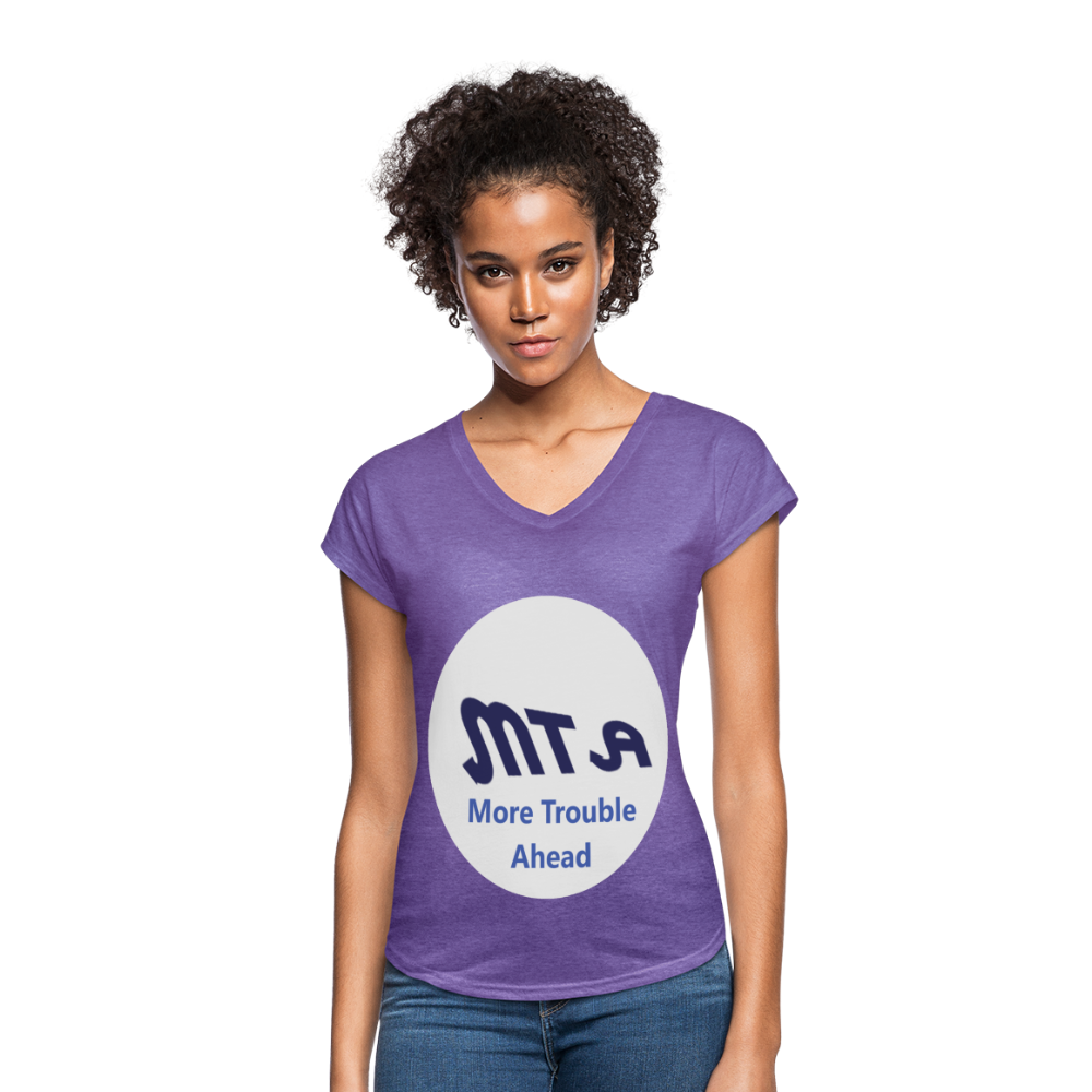 New York City Subway train funny Logo parody Women's Tri-Blend V-Neck T-Shirt - purple heather