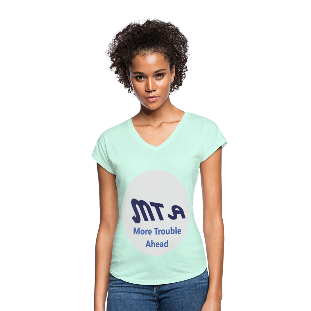 New York City Subway train funny Logo parody Women's Tri-Blend V-Neck T-Shirt - mint