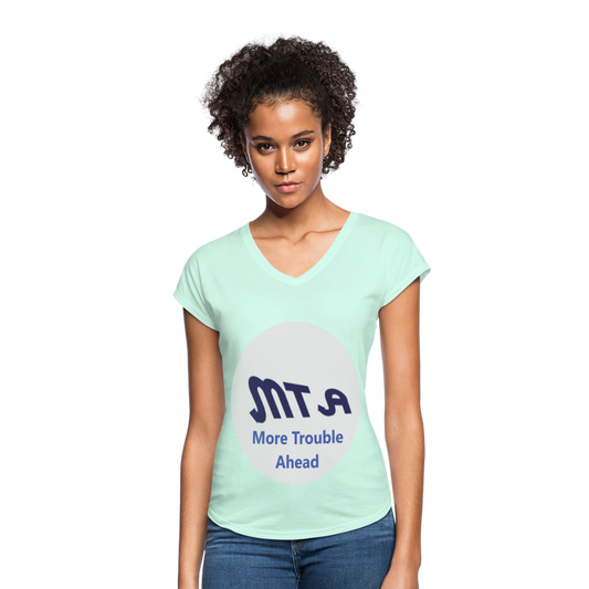 New York City Subway train funny Logo parody Women's Tri-Blend V-Neck T-Shirt - mint