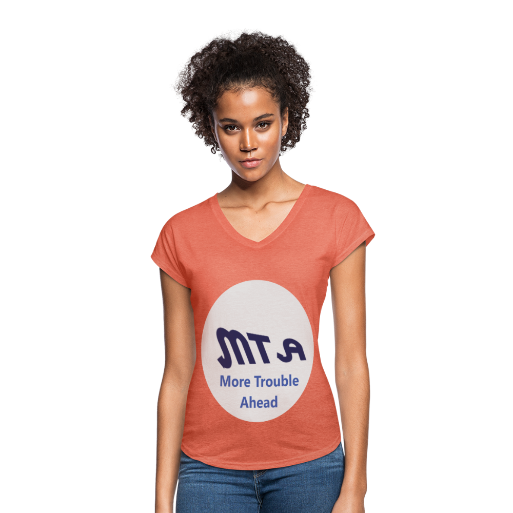 New York City Subway train funny Logo parody Women's Tri-Blend V-Neck T-Shirt - heather bronze