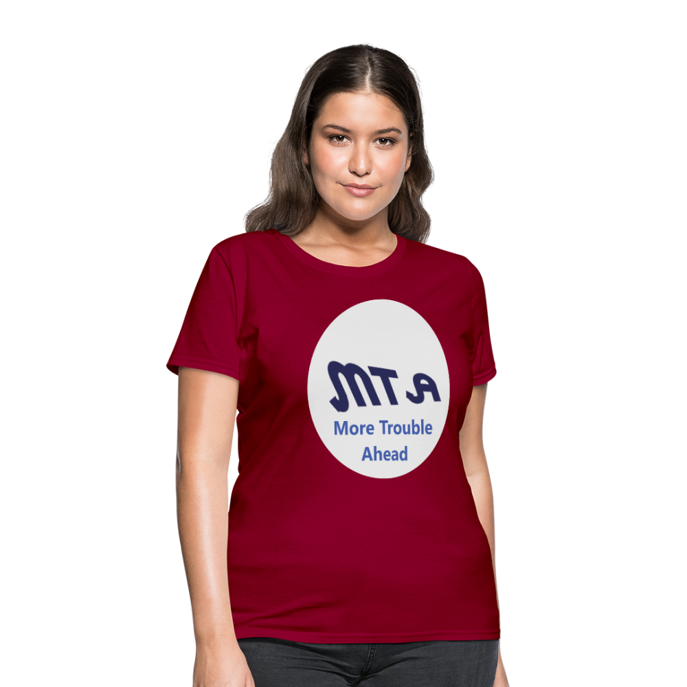 New York City Subway train funny Logo parody Women's T-Shirt - dark red