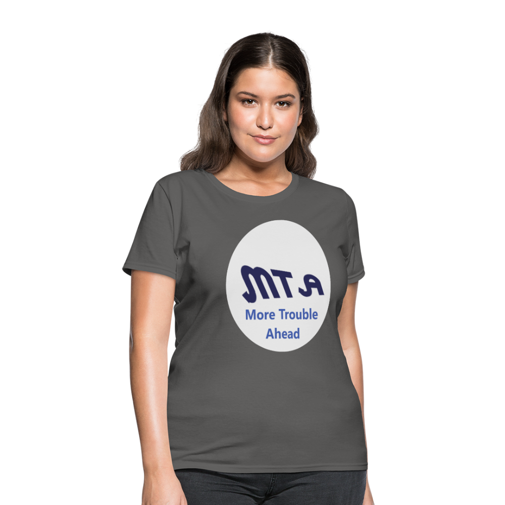 New York City Subway train funny Logo parody Women's T-Shirt - charcoal