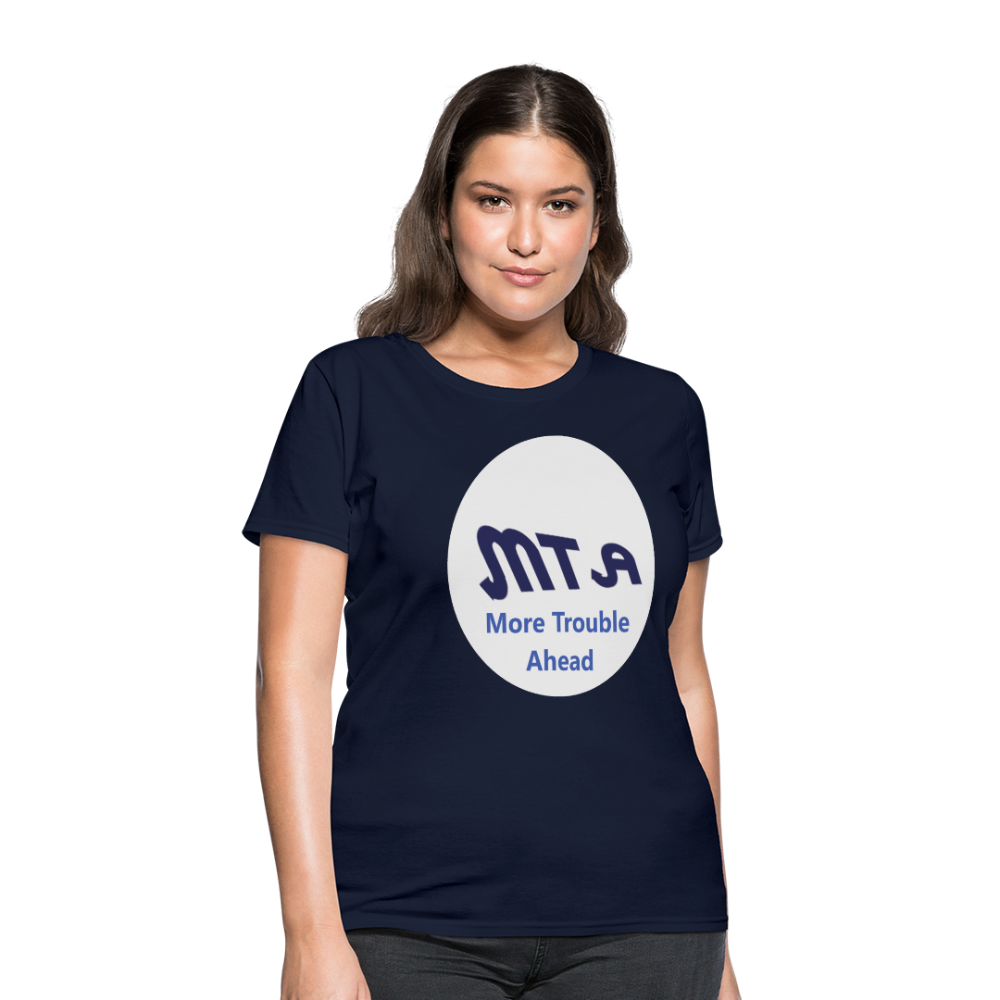 New York City Subway train funny Logo parody Women's T-Shirt - navy