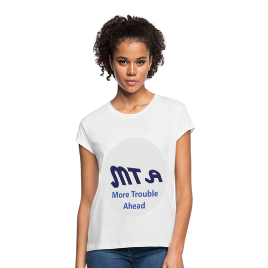 New York City Subway train funny Logo parody Women's Relaxed Fit T-Shirt - white