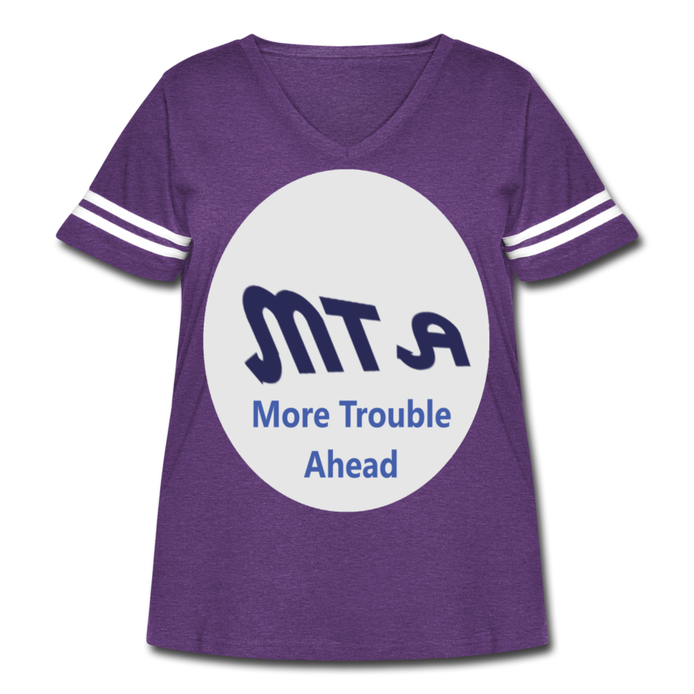New York City Subway train funny Logo parody Women's Curvy Vintage Sport T-Shirt - vintage purple/white