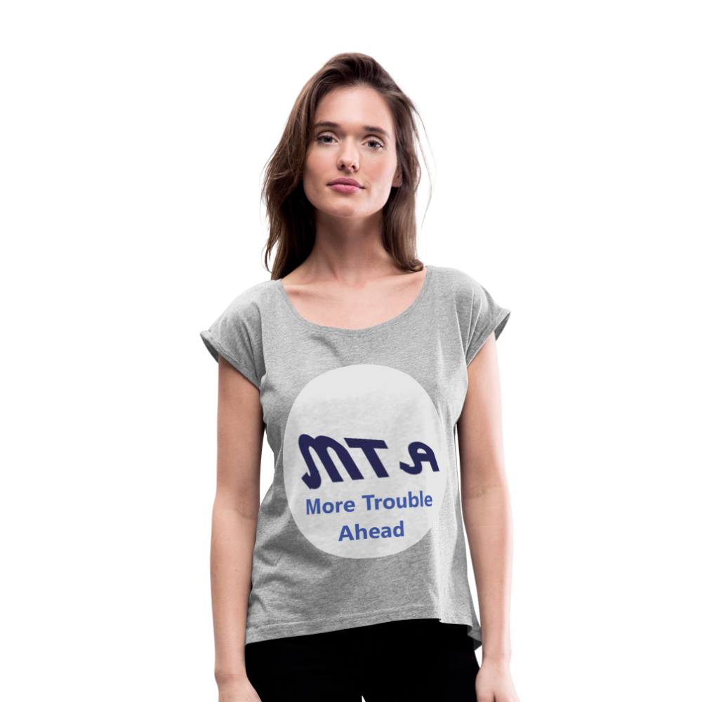 New York City Subway train funny Logo parody Women's Roll Cuff T-Shirt - heather gray