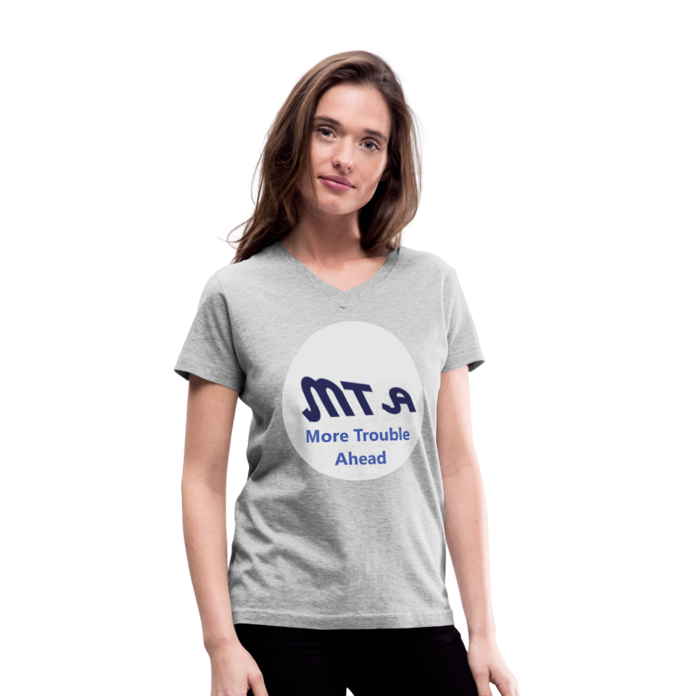 New York City Subway train funny Logo parody Women's V-Neck T-Shirt - gray