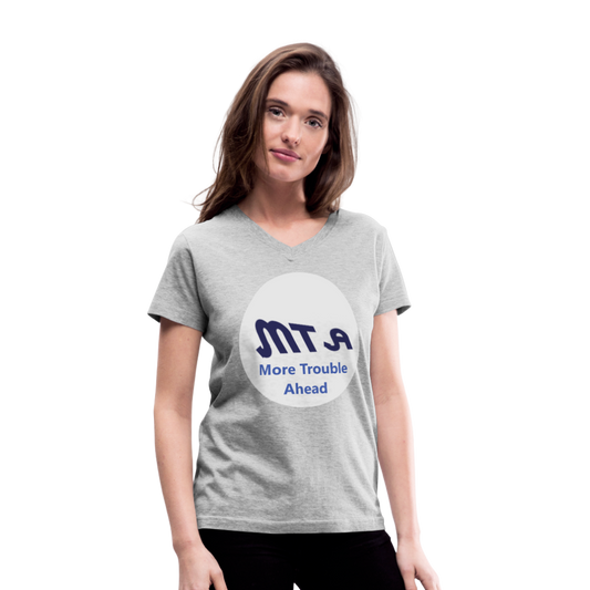New York City Subway train funny Logo parody Women's V-Neck T-Shirt - gray