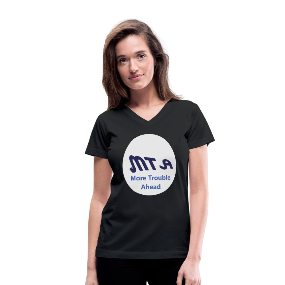 New York City Subway train funny Logo parody Women's V-Neck T-Shirt - black