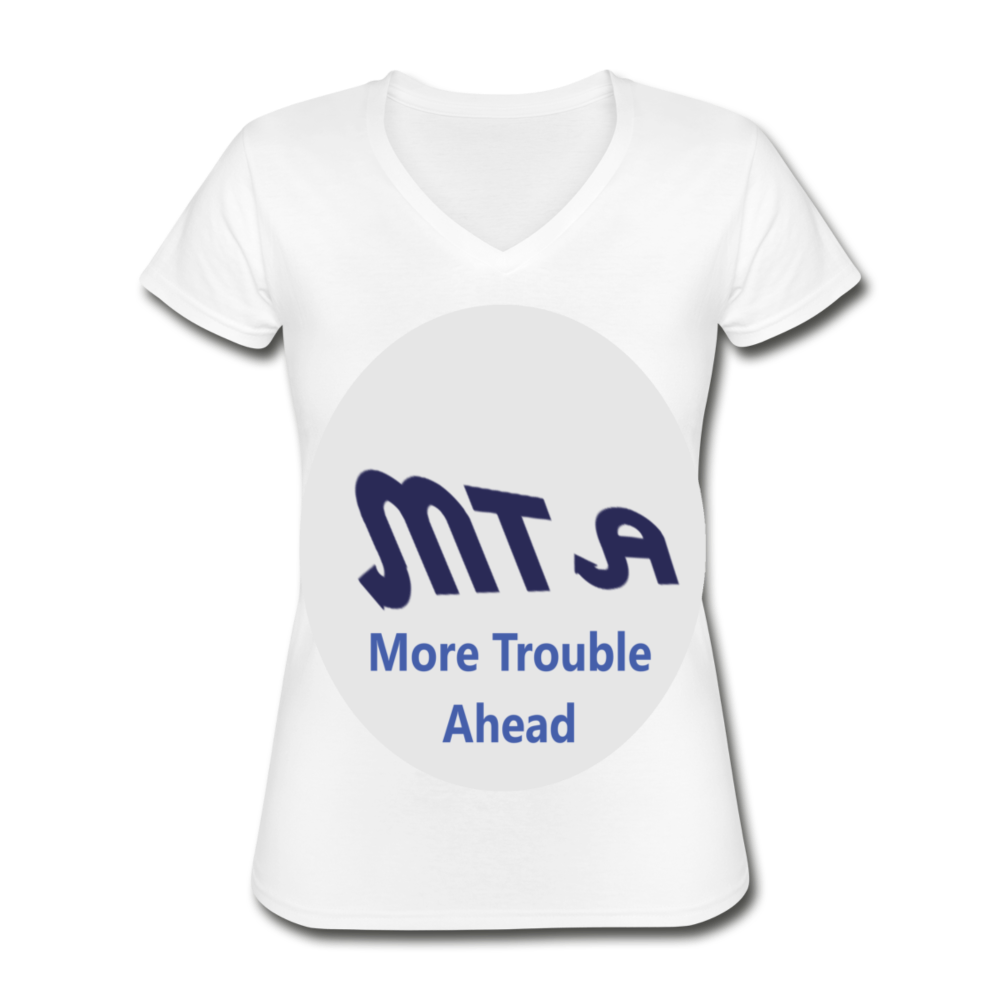 New York City Subway train funny Logo parody Women's V-Neck T-Shirt - white