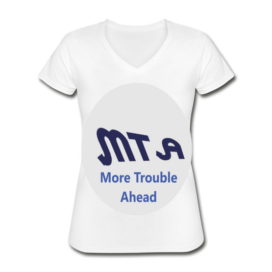 New York City Subway train funny Logo parody Women's V-Neck T-Shirt - white