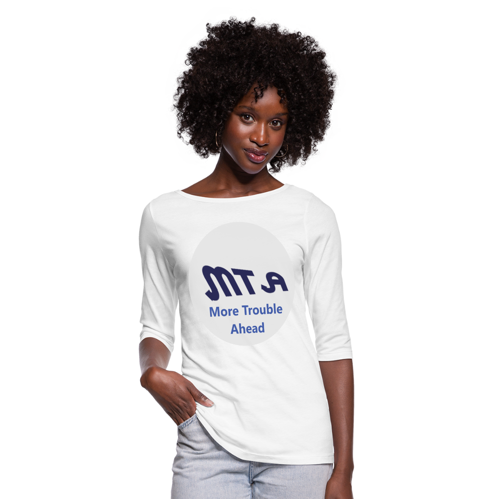 New York City Subway train funny Logo parody Women's 3/4 Sleeve Shirt - white