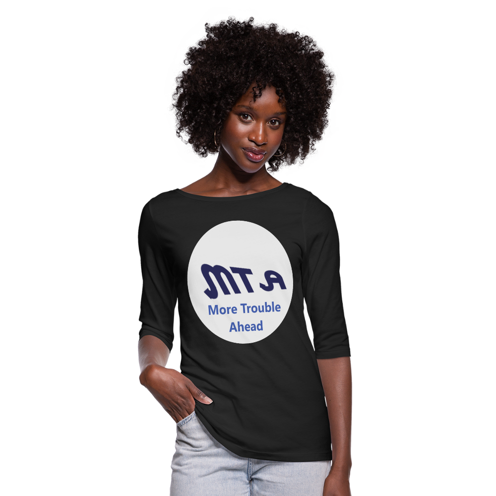 New York City Subway train funny Logo parody Women's 3/4 Sleeve Shirt - black