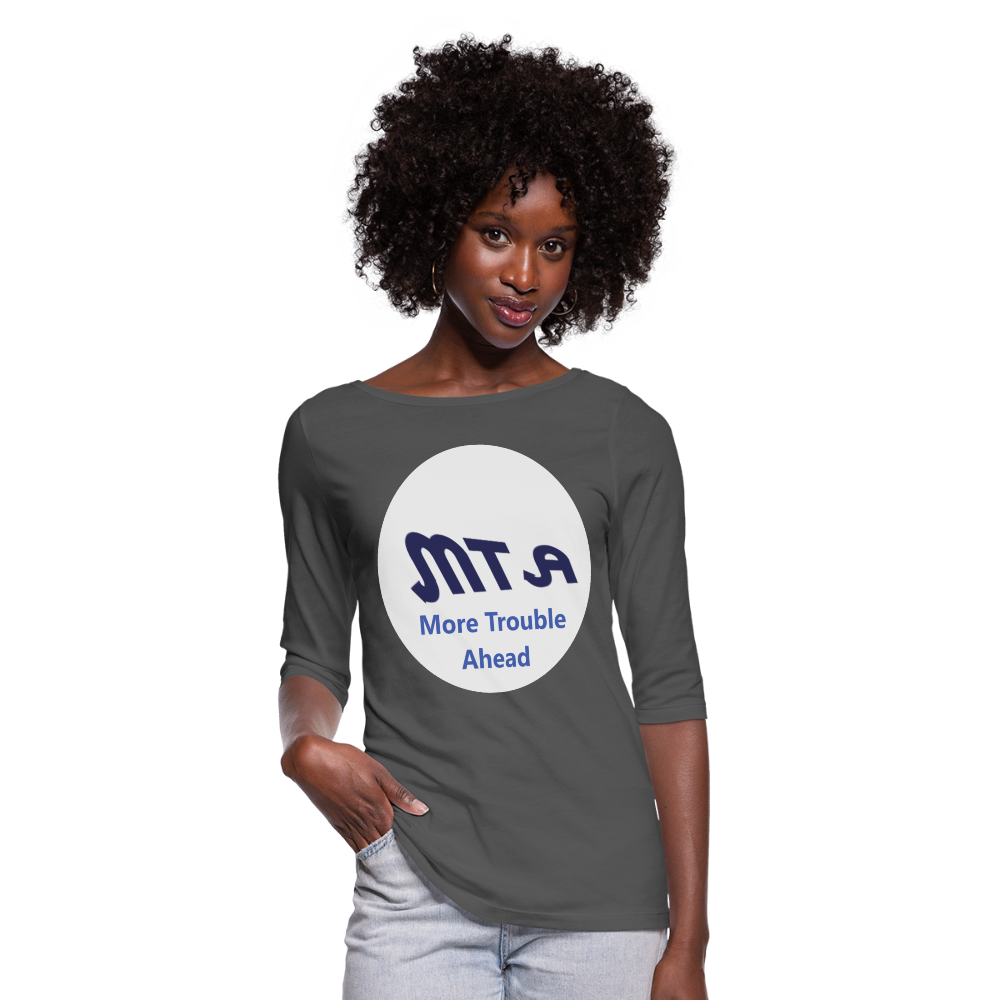 New York City Subway train funny Logo parody Women's 3/4 Sleeve Shirt - charcoal