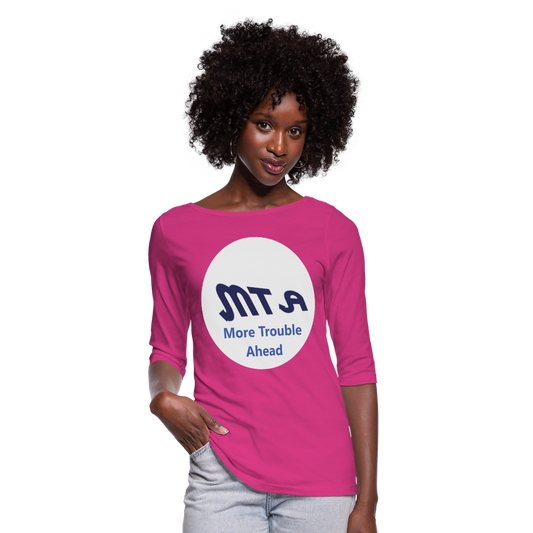 New York City Subway train funny Logo parody Women's 3/4 Sleeve Shirt - fuchsia