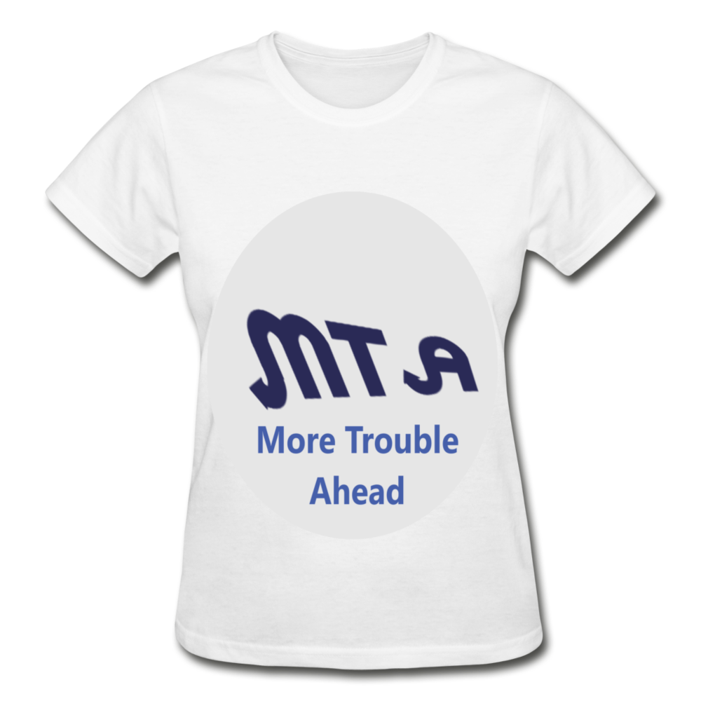 New York City Subway train funny Logo parody Gildan Ultra Cotton Ladies T-Shirt - white