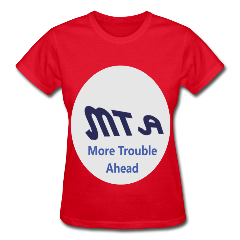 New York City Subway train funny Logo parody Gildan Ultra Cotton Ladies T-Shirt - red