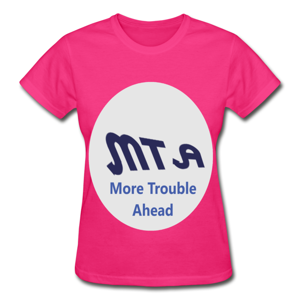 New York City Subway train funny Logo parody Gildan Ultra Cotton Ladies T-Shirt - fuchsia