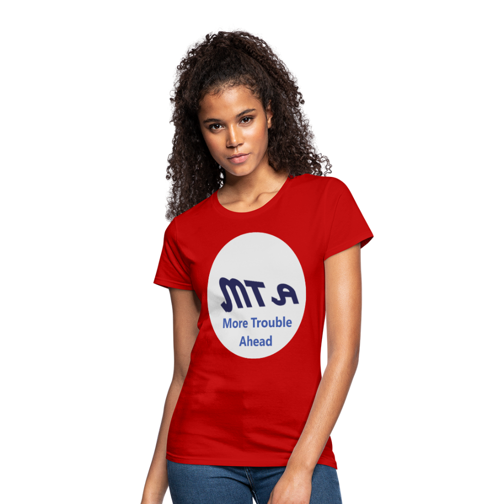 New York City Subway train funny Logo parody Women's Jersey T-Shirt - red