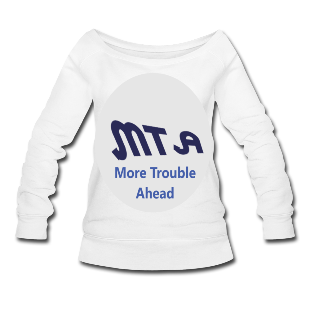 New York City Subway train funny Logo parody Women's Wideneck Sweatshirt - white