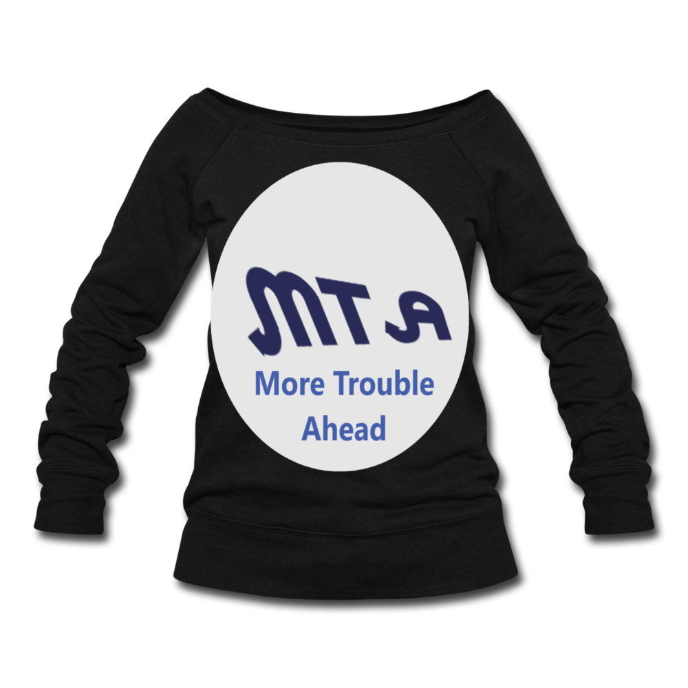 New York City Subway train funny Logo parody Women's Wideneck Sweatshirt - black