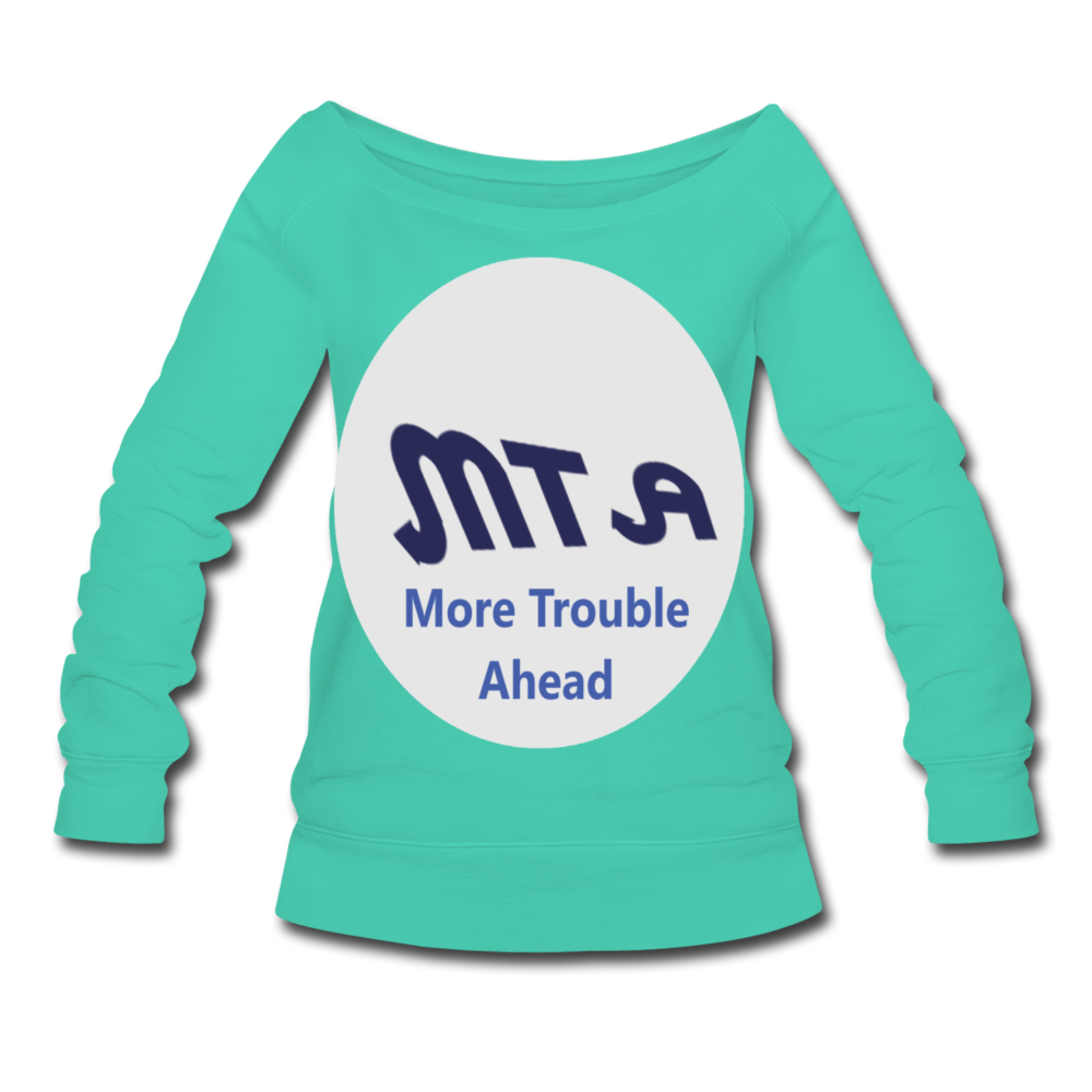 New York City Subway train funny Logo parody Women's Wideneck Sweatshirt - teal