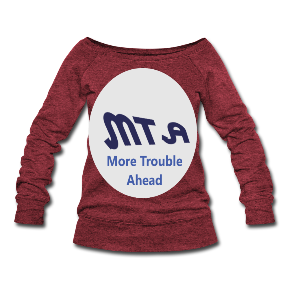 New York City Subway train funny Logo parody Women's Wideneck Sweatshirt - cardinal triblend