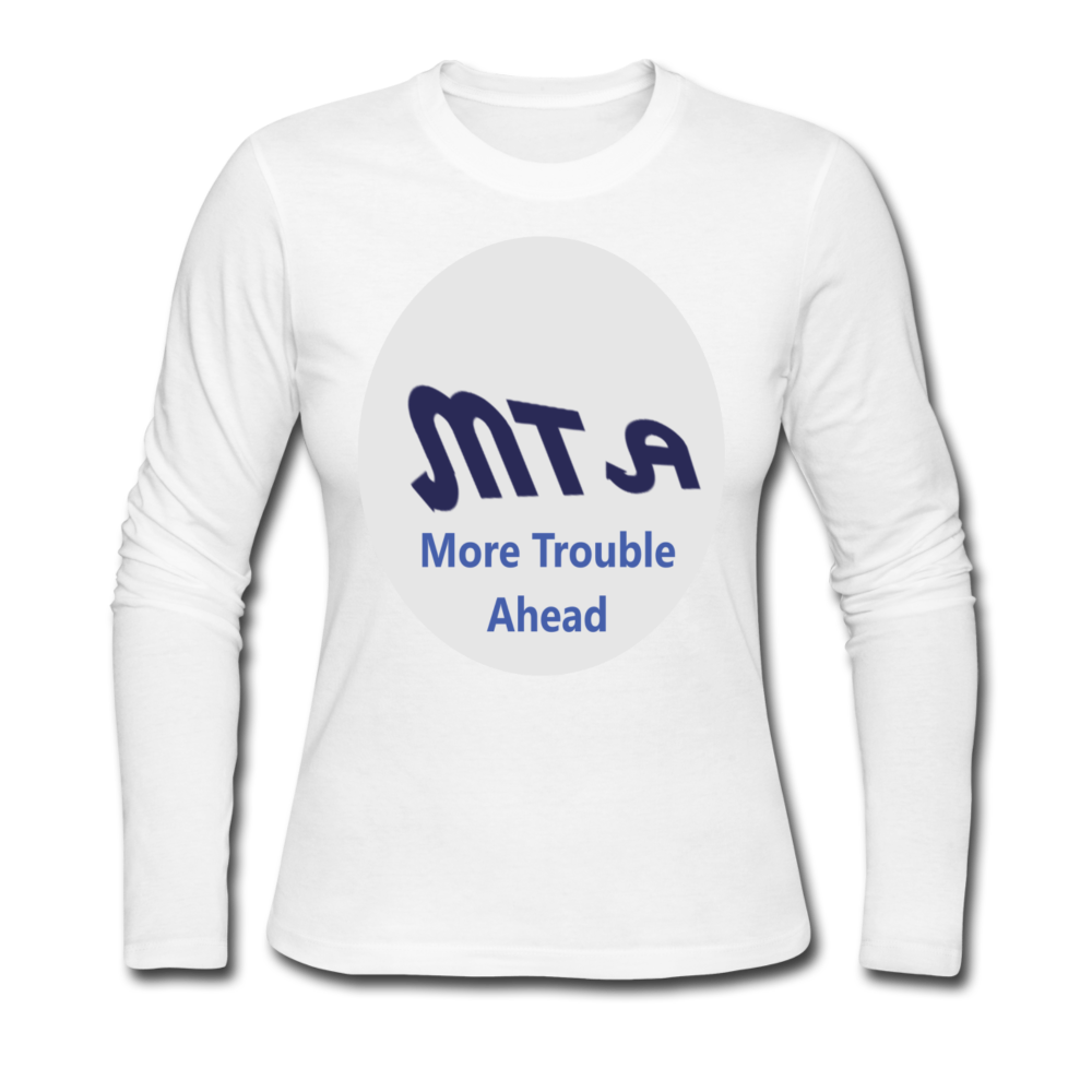 New York City Subway train funny Logo parody Women's Long Sleeve Jersey T-Shirt - white