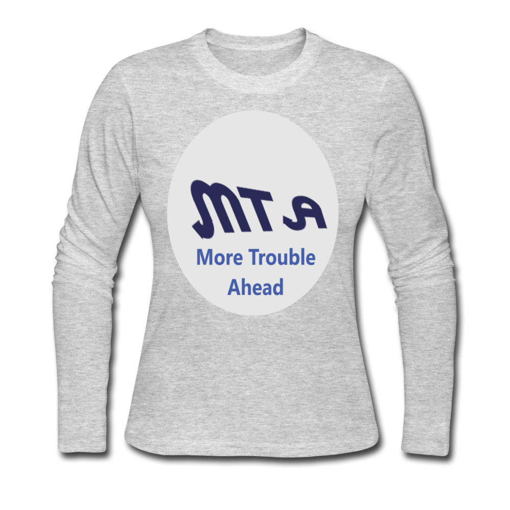 New York City Subway train funny Logo parody Women's Long Sleeve Jersey T-Shirt - gray