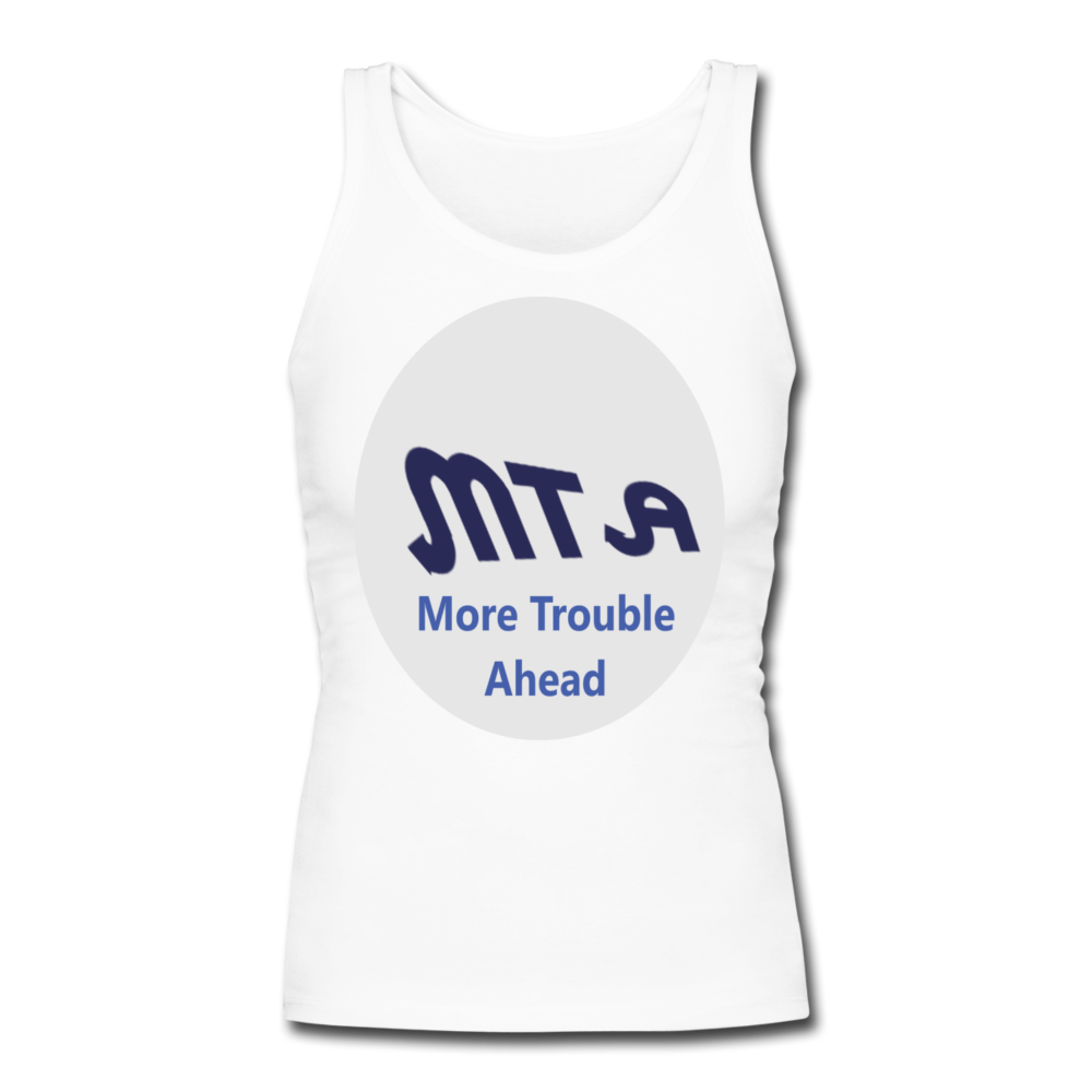 New York City Subway train funny Logo parody Women's Longer Length Fitted Tank - white