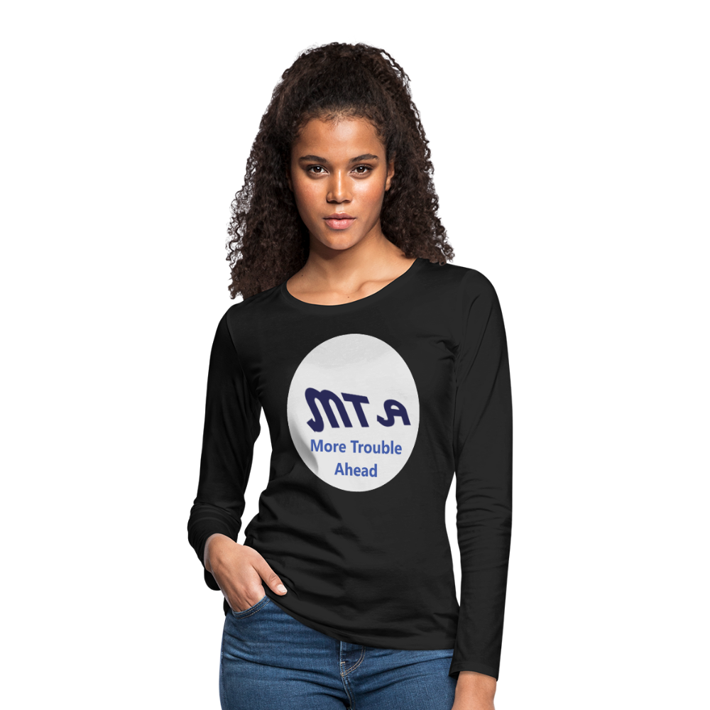 New York City Subway train funny Logo parody Women's Premium Long Sleeve T-Shirt - black