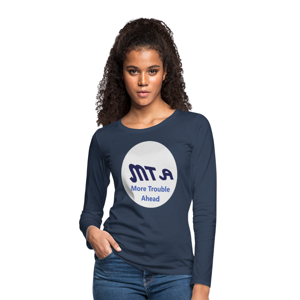New York City Subway train funny Logo parody Women's Premium Long Sleeve T-Shirt - navy