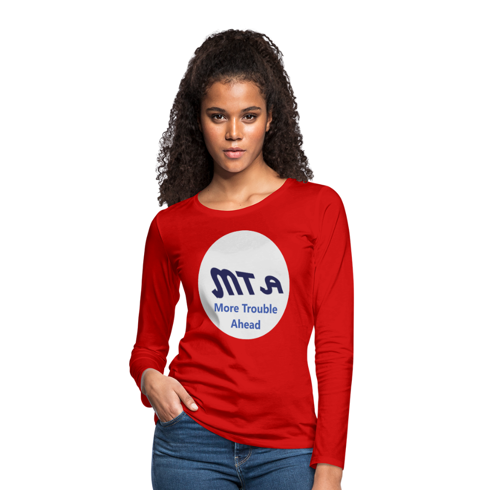 New York City Subway train funny Logo parody Women's Premium Long Sleeve T-Shirt - red