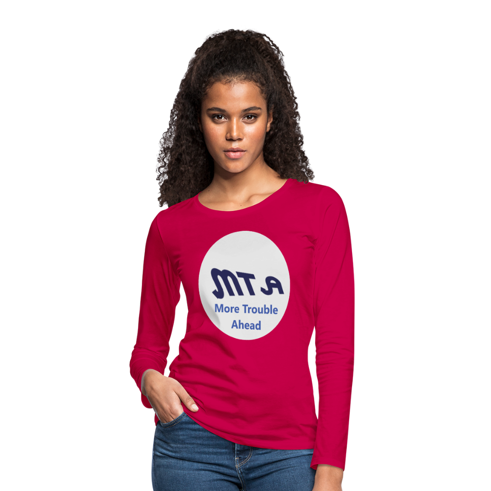 New York City Subway train funny Logo parody Women's Premium Long Sleeve T-Shirt - dark pink