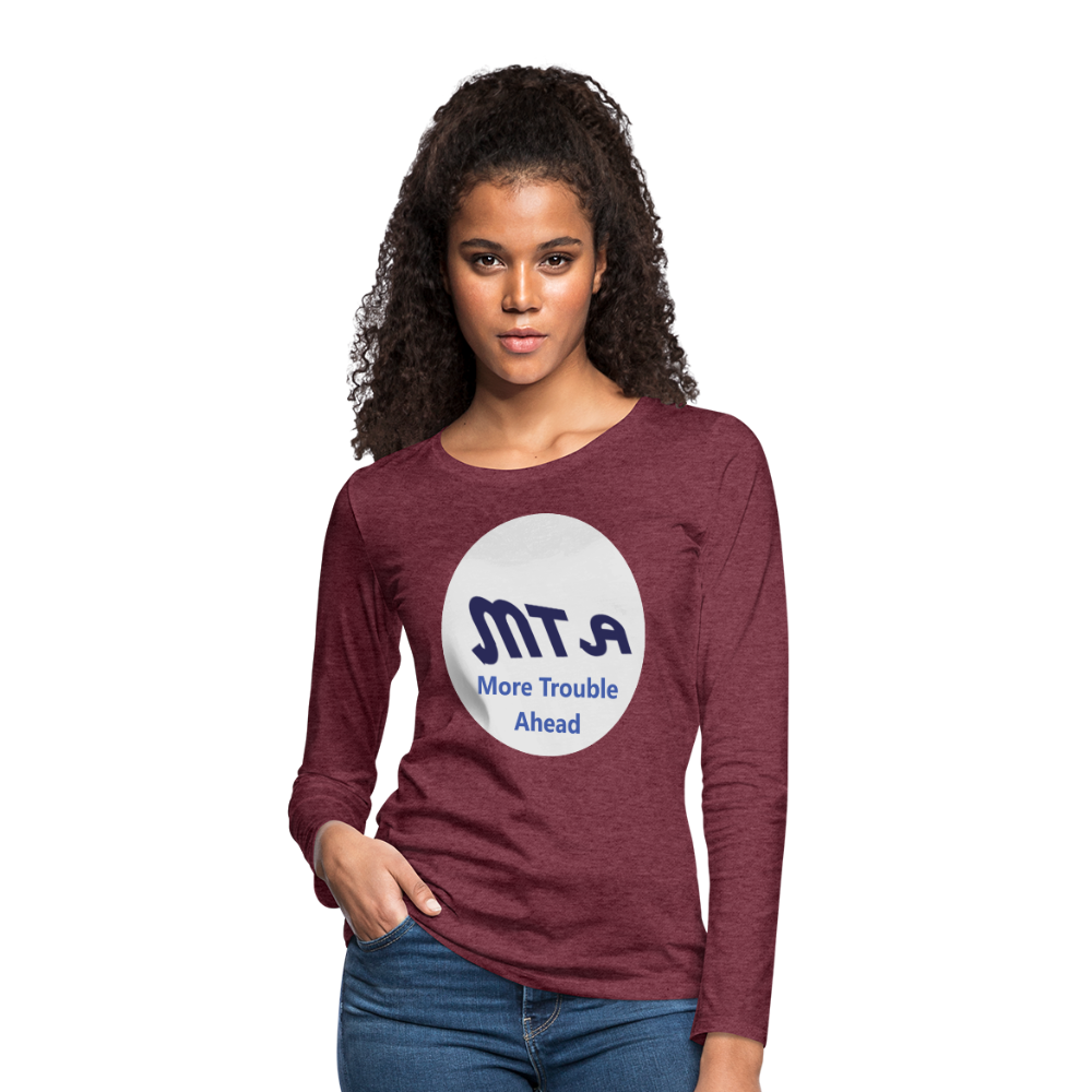 New York City Subway train funny Logo parody Women's Premium Long Sleeve T-Shirt - heather burgundy