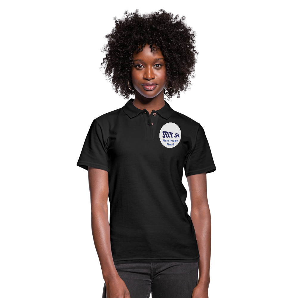 New York City Subway train funny Logo parody Women's Pique Polo Shirt - black