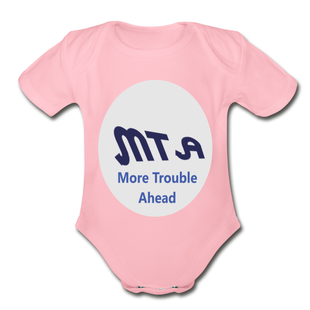 New York City Subway train funny Logo parody Organic Short Sleeve Baby Bodysuit - light pink