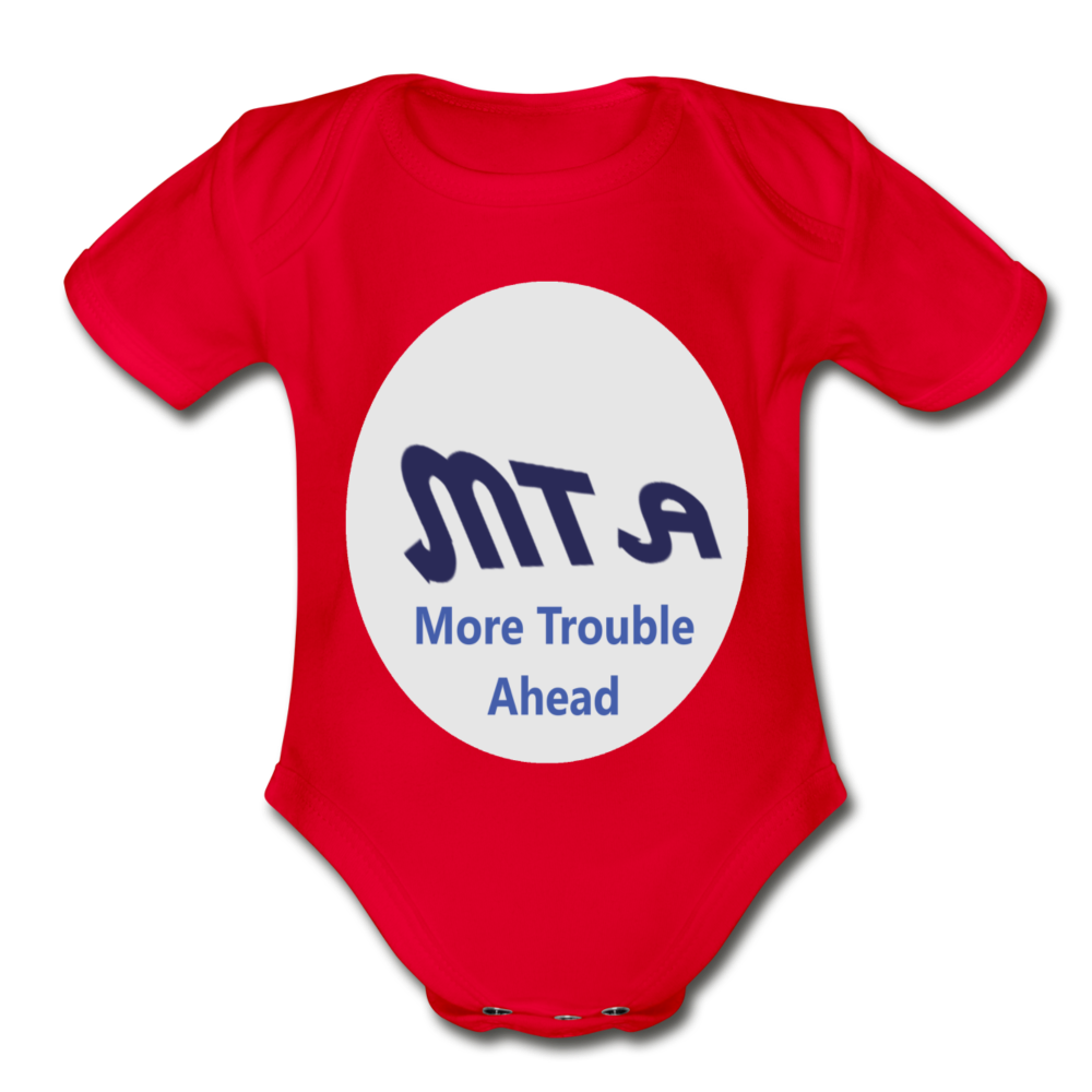 New York City Subway train funny Logo parody Organic Short Sleeve Baby Bodysuit - red