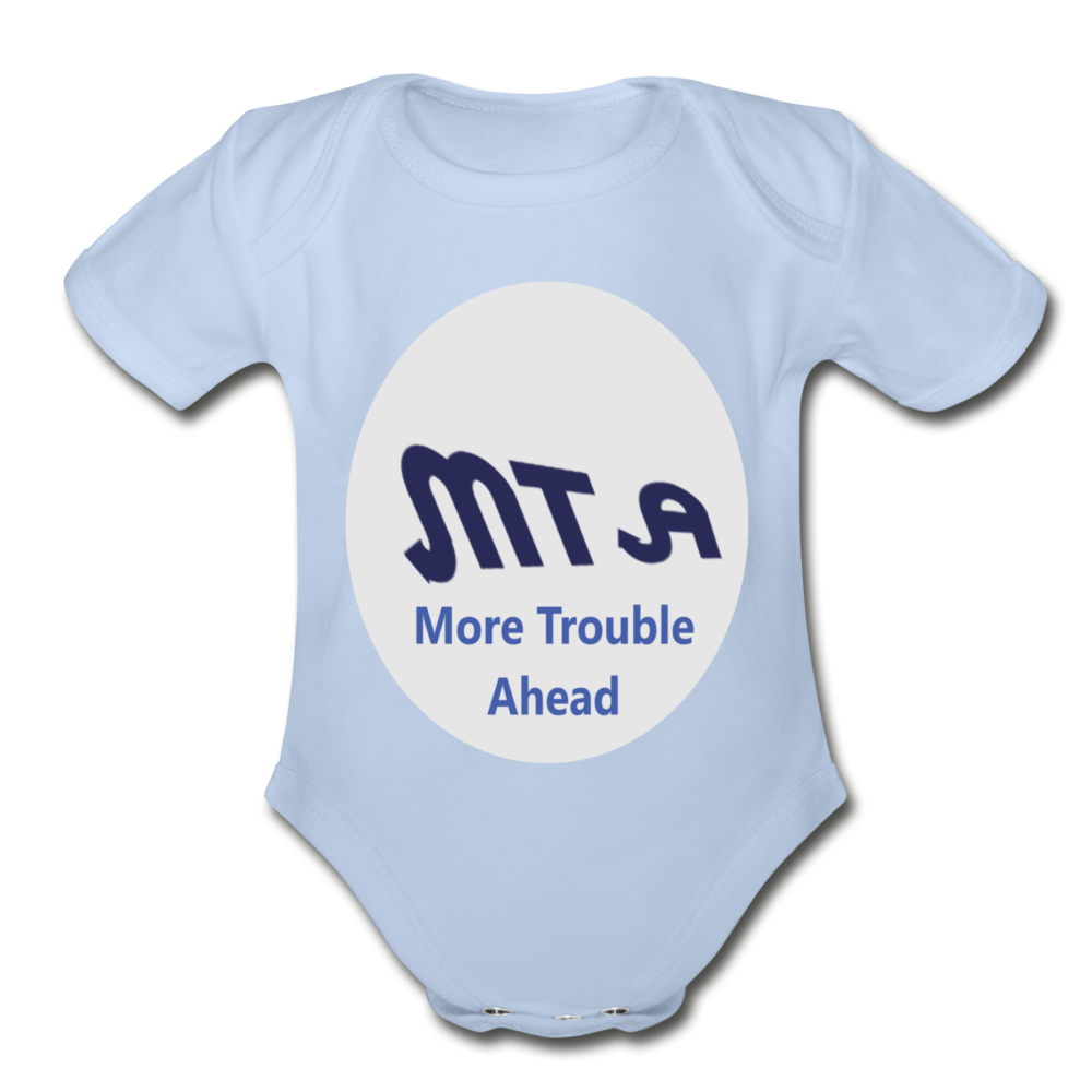 New York City Subway train funny Logo parody Organic Short Sleeve Baby Bodysuit - sky
