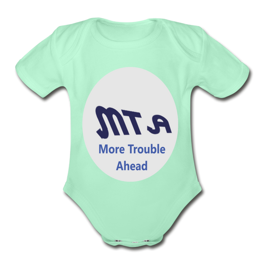 New York City Subway train funny Logo parody Organic Short Sleeve Baby Bodysuit - light mint
