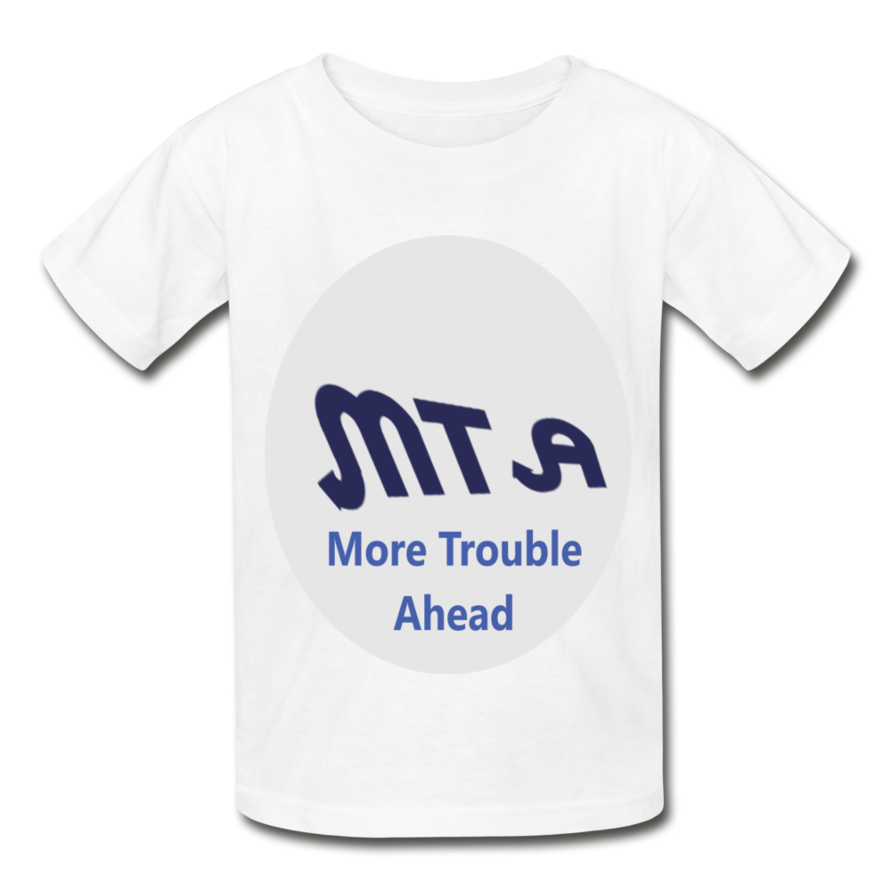 New York City Subway train funny Logo parody Gildan Ultra Cotton Youth T-Shirt - white