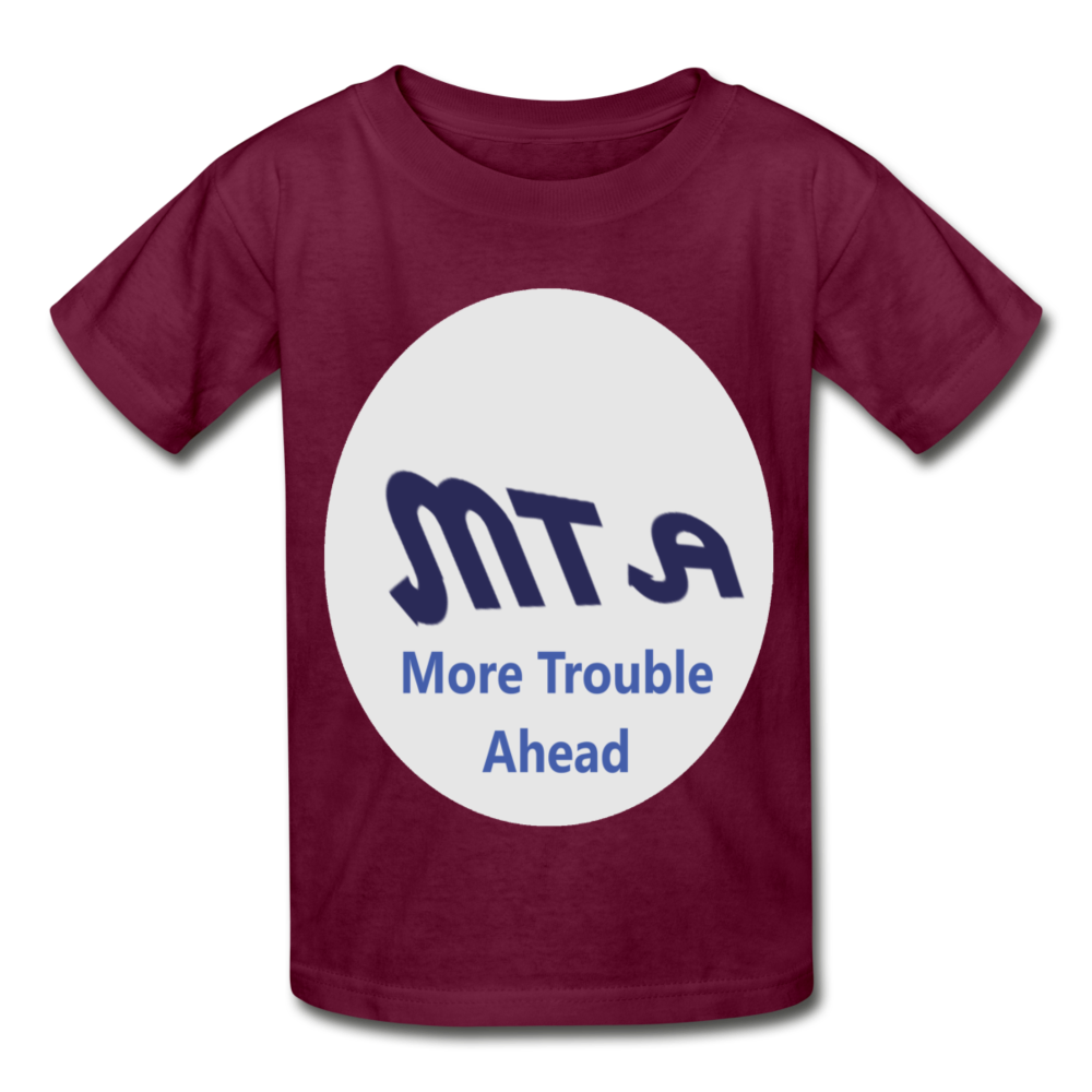 New York City Subway train funny Logo parody Gildan Ultra Cotton Youth T-Shirt - burgundy