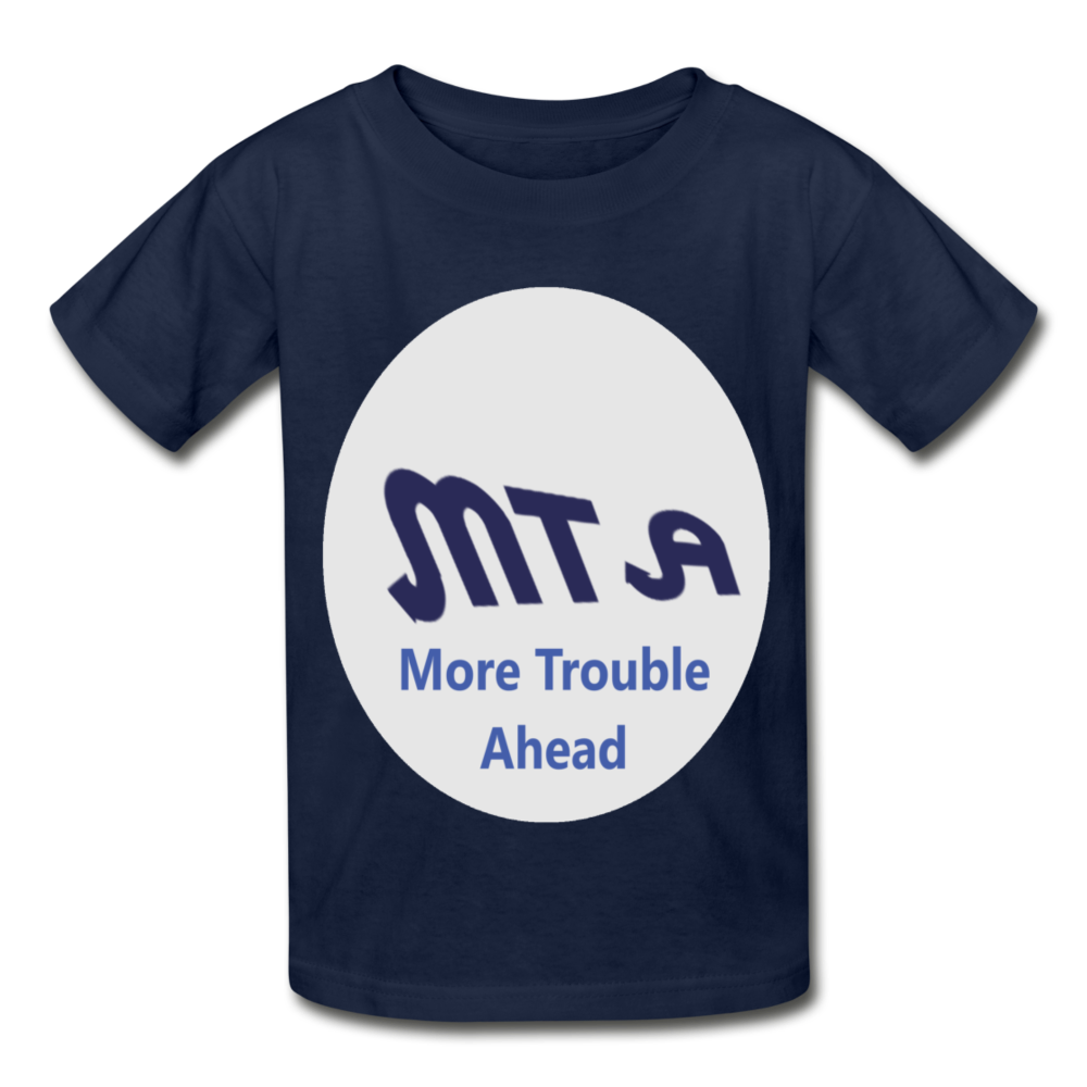 New York City Subway train funny Logo parody Gildan Ultra Cotton Youth T-Shirt - navy