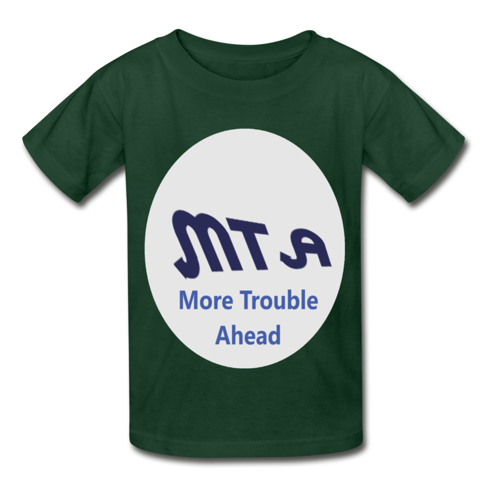 New York City Subway train funny Logo parody Gildan Ultra Cotton Youth T-Shirt - forest green
