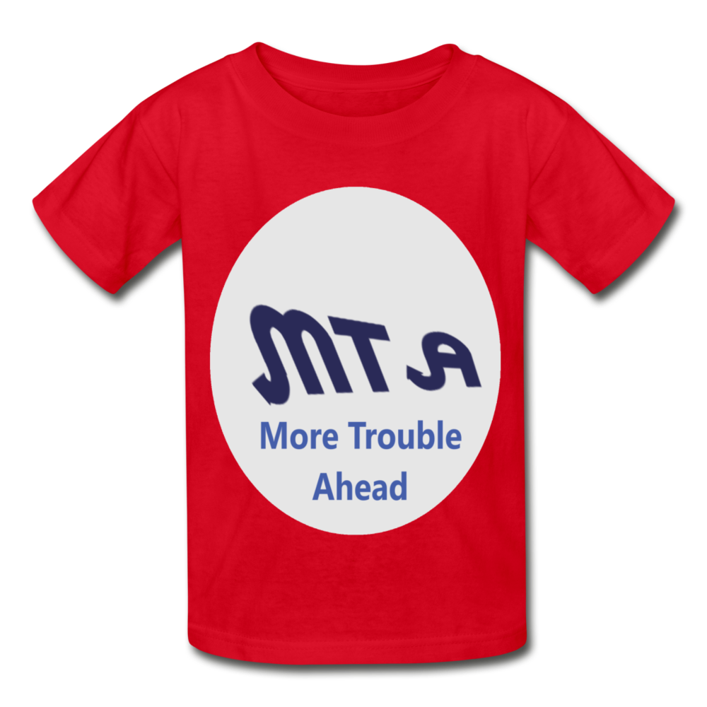 New York City Subway train funny Logo parody Gildan Ultra Cotton Youth T-Shirt - red